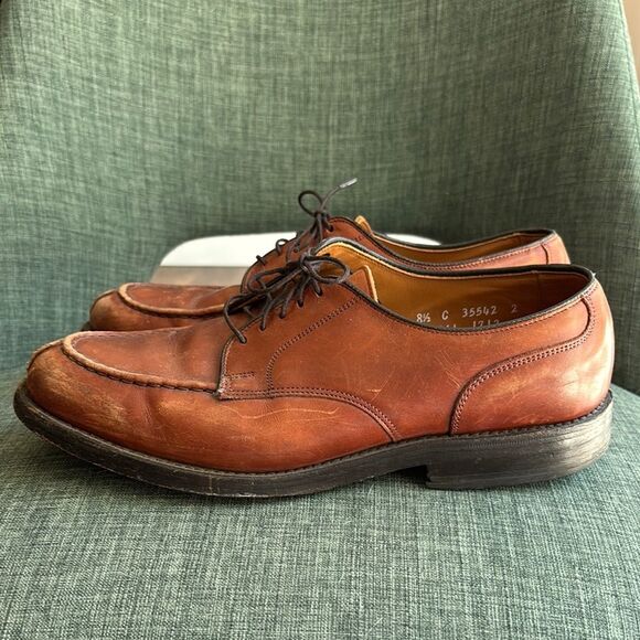 Allen Edmonds Men’s Bradley Rich Brown Leather Oxfords loafers size 8.5 C Work - Picture 1 of 13